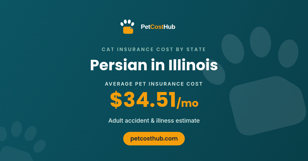 Persian pet insurance cost in Illinois: average $34.51 per month