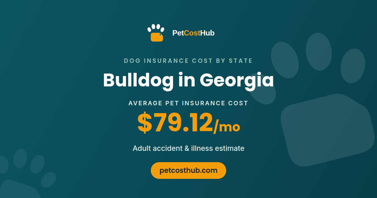 Bulldog pet insurance cost in Georgia: average $79.12 per month